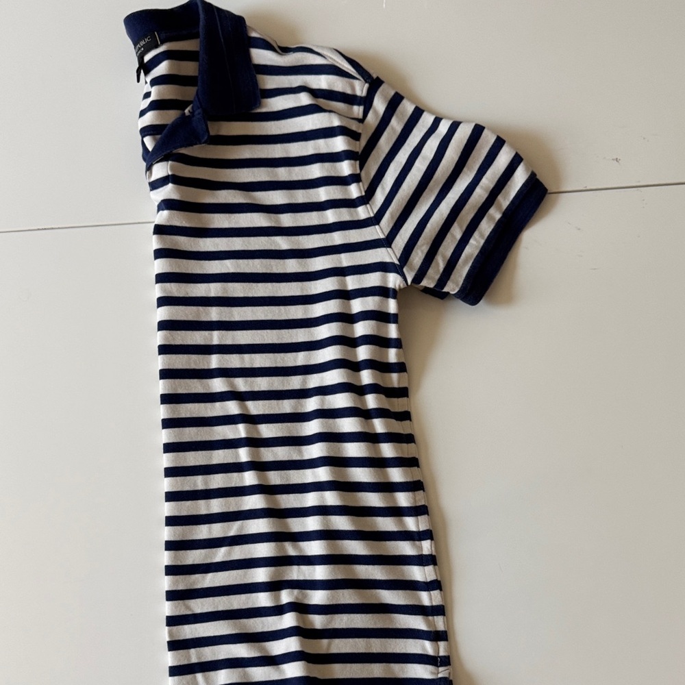 Banana Republic Navy and White Striped Polo - Picture 3 of 4